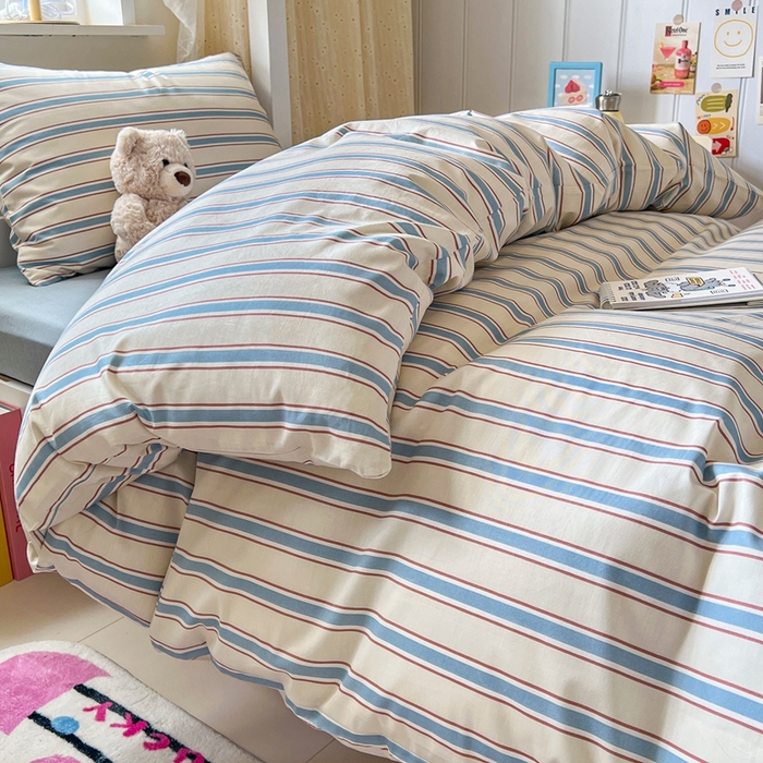 91家纺网 家纺一手货源 找家纺 麦伦家居 2025新款40支13372全棉纯棉斜纹学生上下铺床品宿舍三件套上下铺四件套系列 布洛尔