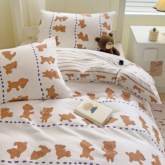 麦伦家居 2025新款40支13372全棉纯棉斜纹学生上下铺床品宿舍三件套上下铺四件套系列 喜呱呱