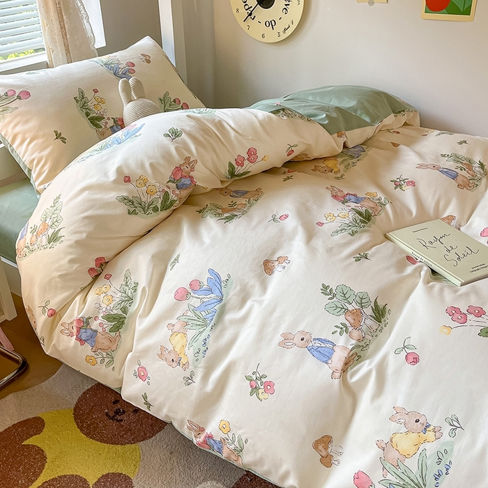 91家纺网 家纺一手货源 找家纺 麦伦家居 2025新款40支13372全棉纯棉斜纹学生上下铺床品宿舍三件套上下铺四件套系列 蘑菇屋