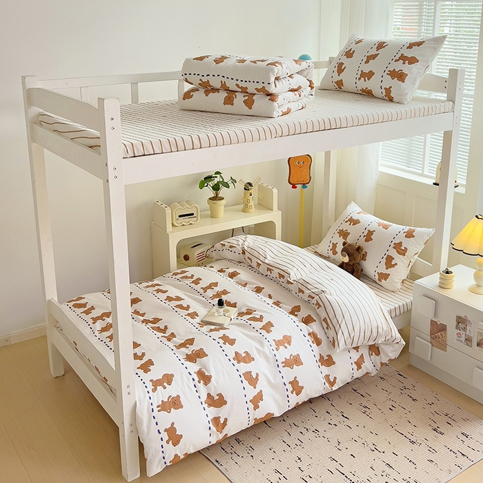 91家纺网 家纺一手货源 找家纺 麦伦家居 2025新款40支13372全棉纯棉斜纹学生上下铺床品宿舍三件套上下铺四件套系列 喜呱呱