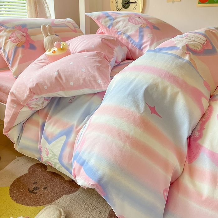 91家纺网 家纺一手货源 找家纺 麦伦家居 2025新款40支13372全棉纯棉斜纹学生上下铺床品宿舍三件套上下铺四件套系列 满天星