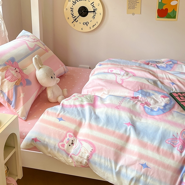 91家纺网 家纺一手货源 找家纺 麦伦家居 2025新款40支13372全棉纯棉斜纹学生上下铺床品宿舍三件套上下铺四件套系列 满天星