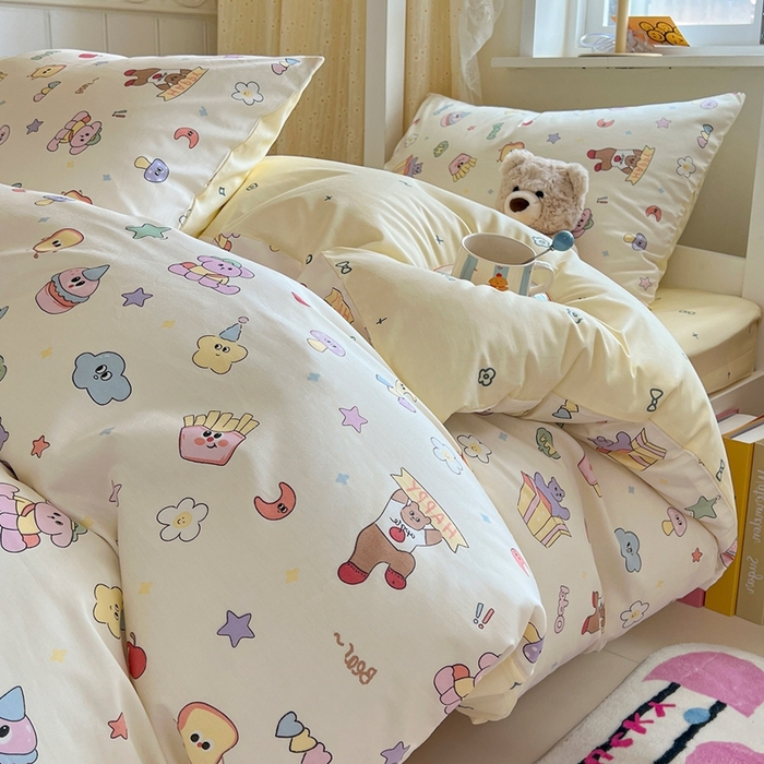 91家纺网 家纺一手货源 找家纺 麦伦家居 2025新款40支13372全棉纯棉斜纹学生上下铺床品宿舍三件套上下铺四件套系列 爱豆熊