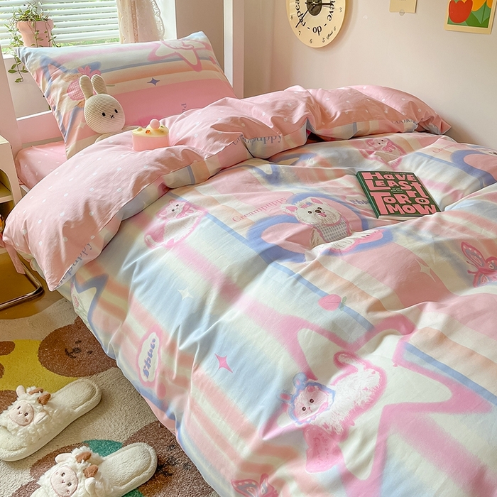 91家纺网 家纺一手货源 找家纺 麦伦家居 2025新款40支13372全棉纯棉斜纹学生上下铺床品宿舍三件套上下铺四件套系列 满天星