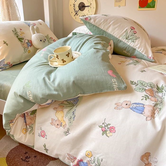 91家纺网 家纺一手货源 找家纺 麦伦家居 2025新款40支13372全棉纯棉斜纹学生上下铺床品宿舍三件套上下铺四件套系列 蘑菇屋