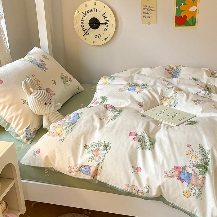 91家纺网 家纺一手货源 找家纺 麦伦家居 2025新款40支13372全棉纯棉斜纹学生上下铺床品宿舍三件套上下铺四件套系列 蘑菇屋