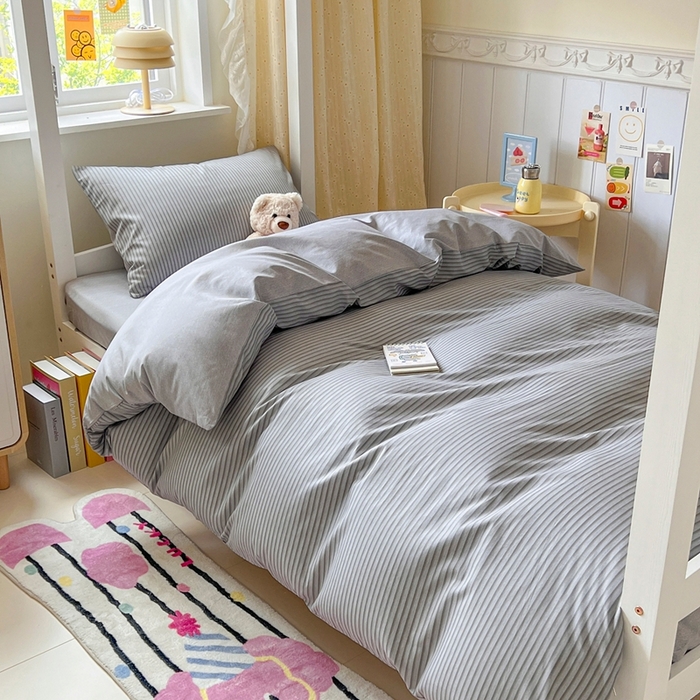 91家纺网 家纺一手货源 找家纺 麦伦家居 2025新款40支13372全棉纯棉斜纹学生上下铺床品宿舍三件套上下铺四件套系列 绅士之约