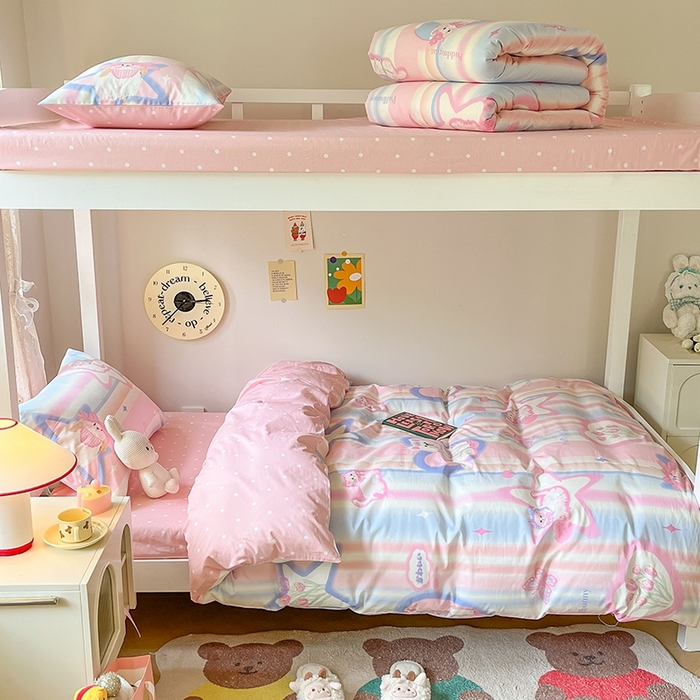 91家纺网 家纺一手货源 找家纺 麦伦家居 2025新款40支13372全棉纯棉斜纹学生上下铺床品宿舍三件套上下铺四件套系列 满天星