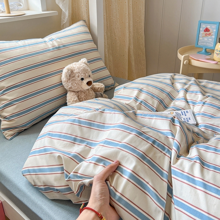 91家纺网 家纺一手货源 找家纺 麦伦家居 2025新款40支13372全棉纯棉斜纹学生上下铺床品宿舍三件套上下铺四件套系列 布洛尔