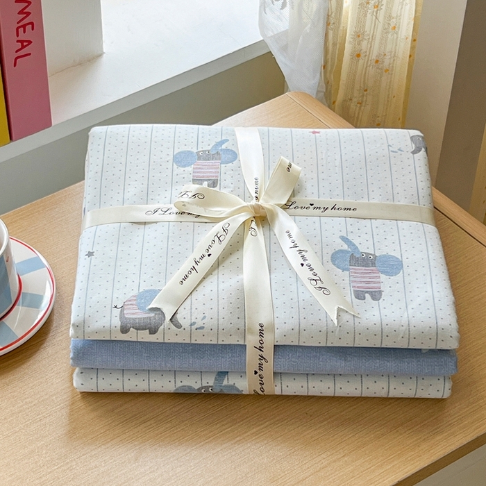 91家纺网 家纺一手货源 找家纺 麦伦家居 2025新款40支13372全棉纯棉斜纹学生上下铺床品宿舍三件套上下铺四件套系列 跳跳象