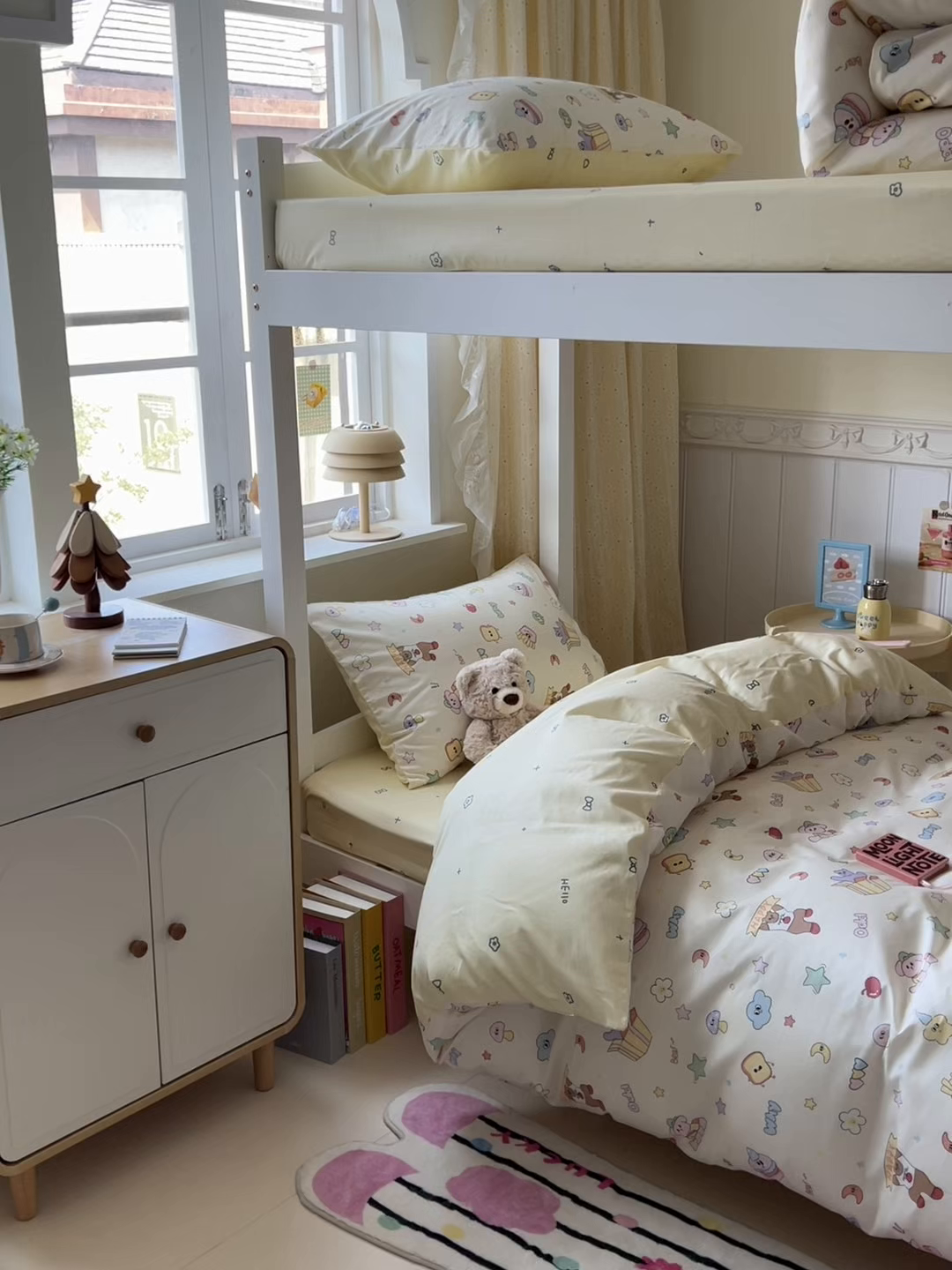 91家纺网 家纺一手货源 找家纺 麦伦家居 2025新款40支13372全棉纯棉斜纹学生上下铺床品宿舍三件套上下铺四件套系列 爱豆熊