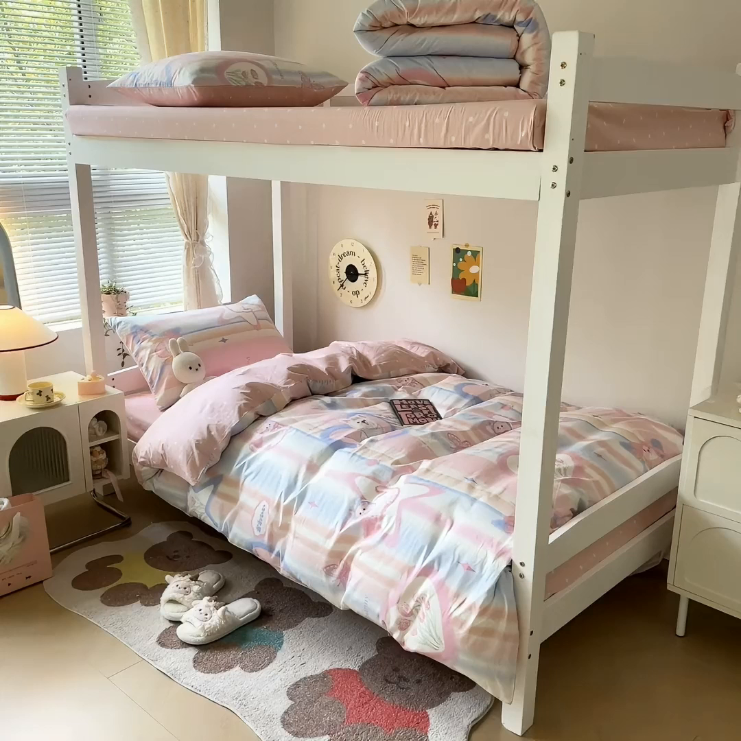 91家纺网 家纺一手货源 找家纺 麦伦家居 2025新款40支13372全棉纯棉斜纹学生上下铺床品宿舍三件套上下铺四件套系列 满天星