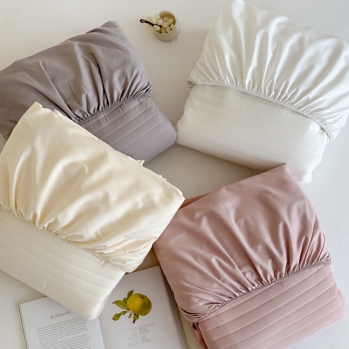 三味舒屋 2025新款韩风小时光宽条全棉纯棉夹棉床笠系列单床笠床笠单件 组合图仅供参考