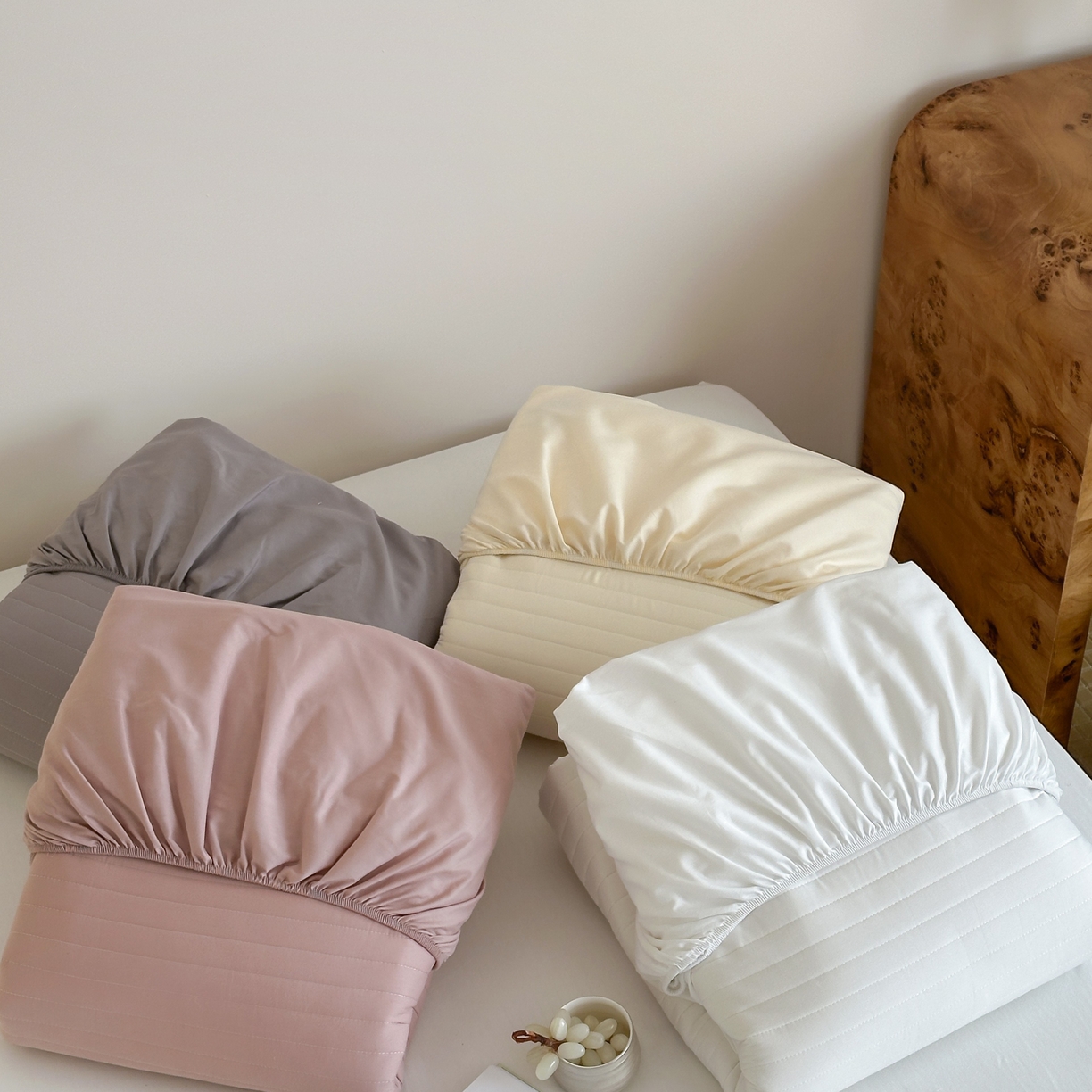 91家纺网 家纺一手货源 找家纺 （总）三味舒屋 2025新款韩风小时光宽条全棉纯棉夹棉床笠系列单床笠床笠单件