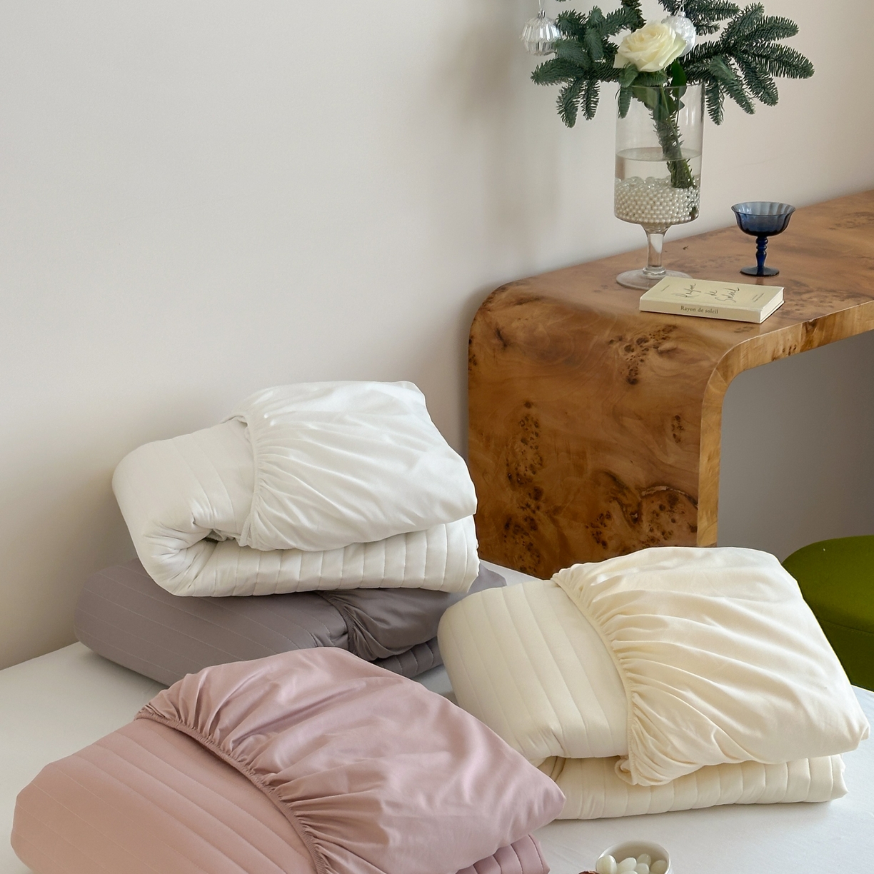 91家纺网 家纺一手货源 找家纺 （总）三味舒屋 2025新款韩风小时光宽条全棉纯棉夹棉床笠系列单床笠床笠单件