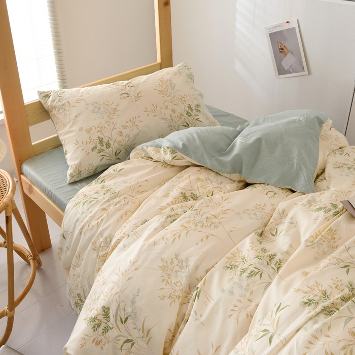 91家纺网 家纺一手货源 找家纺 麦伦家居 2025新款40支13372全棉纯棉斜纹学生上下铺床品宿舍三件套上下铺四件套系列 仙草