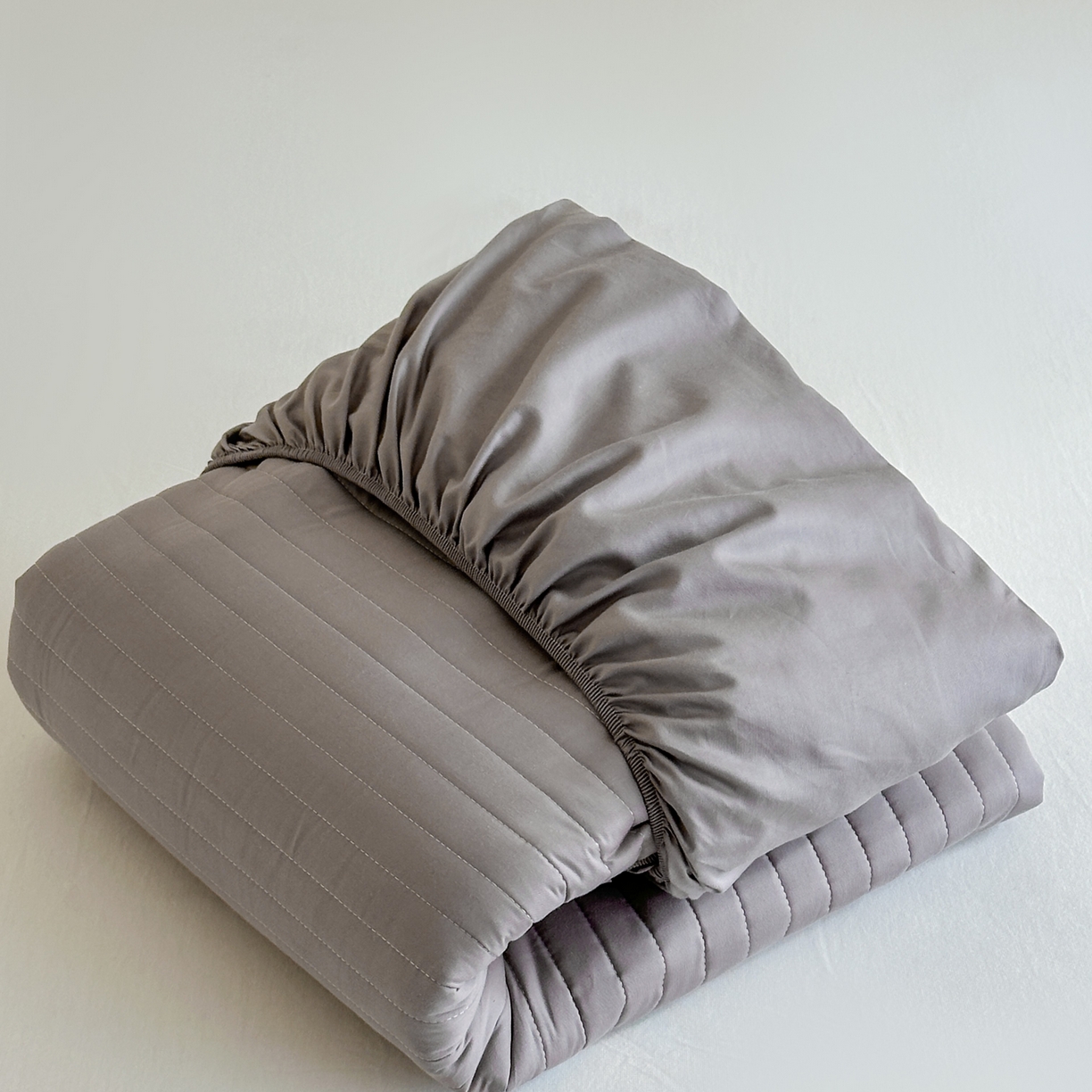 三味舒屋 2025新款韩风小时光宽条全棉纯棉夹棉床笠系列单床笠床笠单件 时光灰