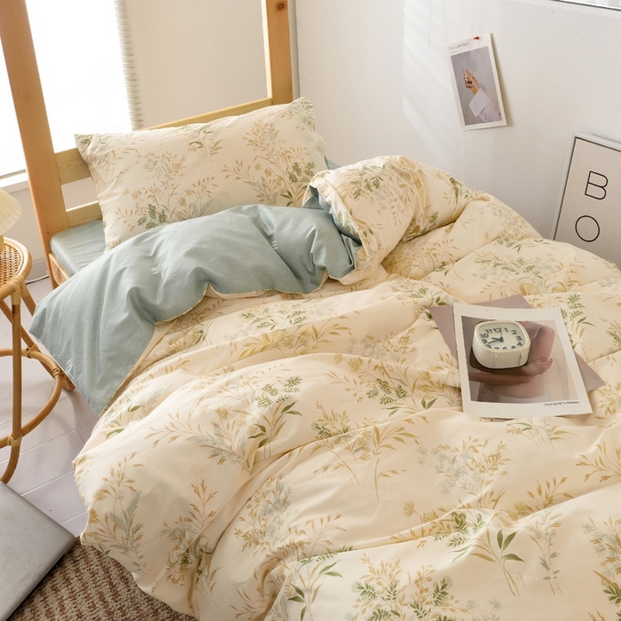 91家纺网 家纺一手货源 找家纺 麦伦家居 2025新款40支13372全棉纯棉斜纹学生上下铺床品宿舍三件套上下铺四件套系列 仙草