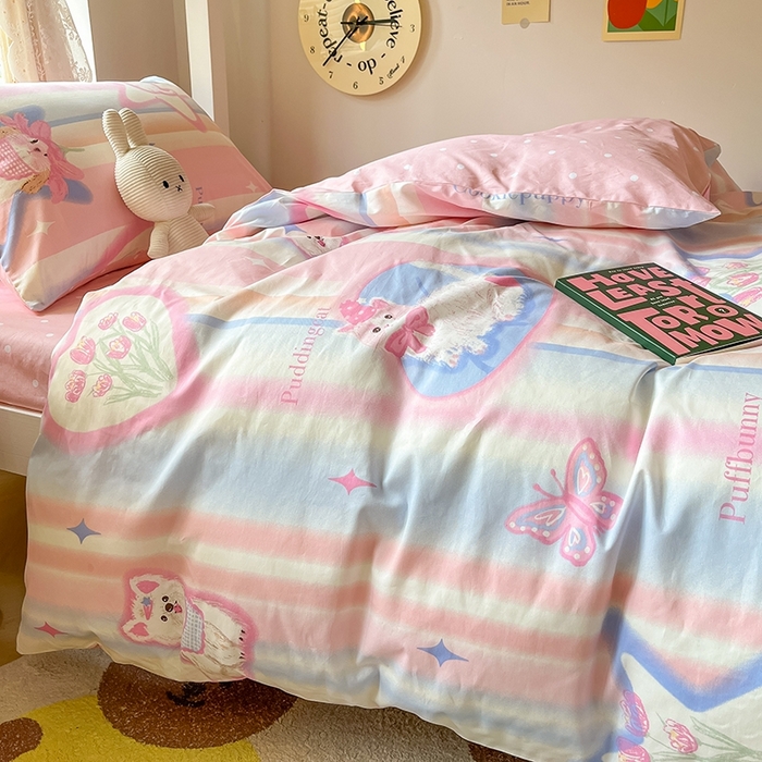 91家纺网 家纺一手货源 找家纺 麦伦家居 2025新款40支13372全棉纯棉斜纹学生上下铺床品宿舍三件套上下铺四件套系列 满天星