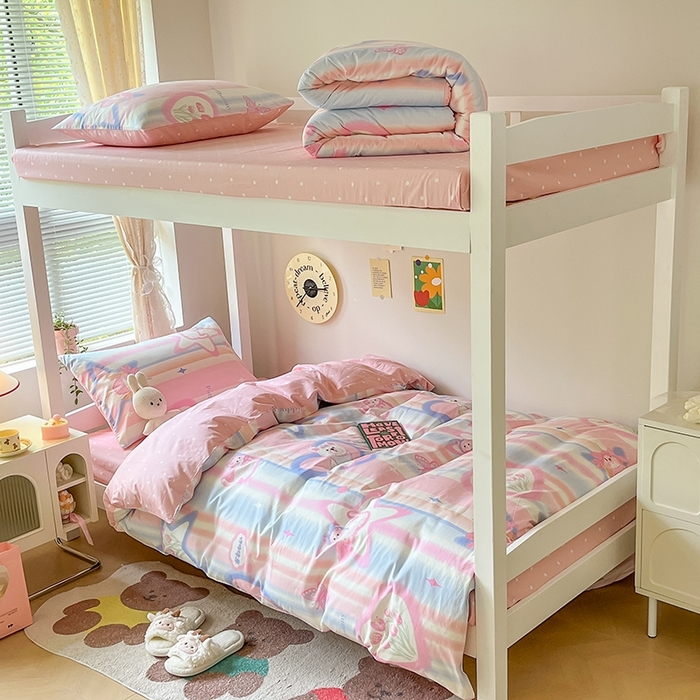 91家纺网 家纺一手货源 找家纺 麦伦家居 2025新款40支13372全棉纯棉斜纹学生上下铺床品宿舍三件套上下铺四件套系列 满天星