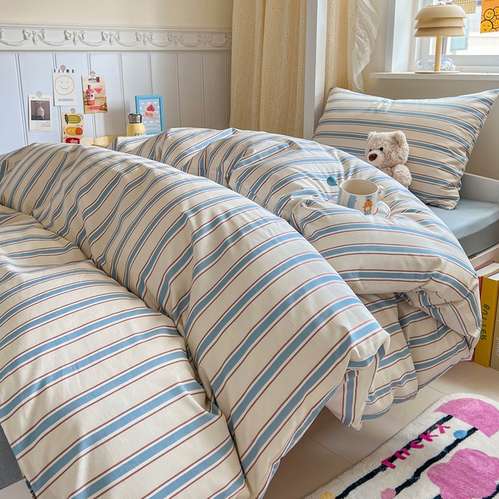 91家纺网 家纺一手货源 找家纺 麦伦家居 2025新款40支13372全棉纯棉斜纹学生上下铺床品宿舍三件套上下铺四件套系列 布洛尔