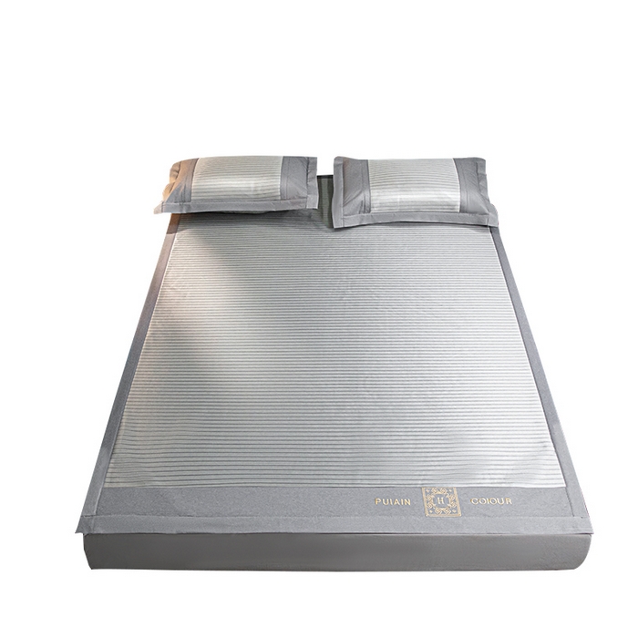 91家纺网 家纺一手货源 找家纺 （总）莱家富 2025新款A类凉感冰丝藤凉席-英文条纹席