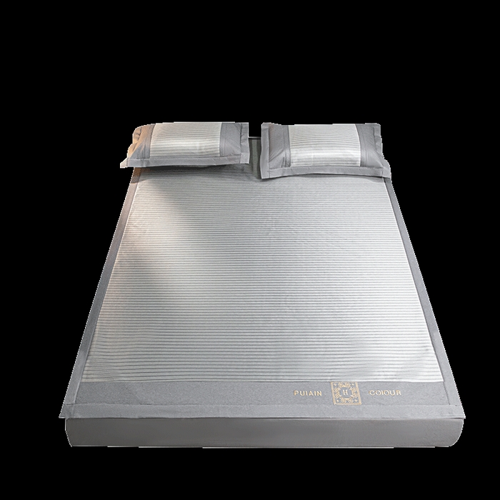 91家纺网 家纺一手货源 找家纺 （总）莱家富 2025新款A类凉感冰丝藤凉席-英文条纹席