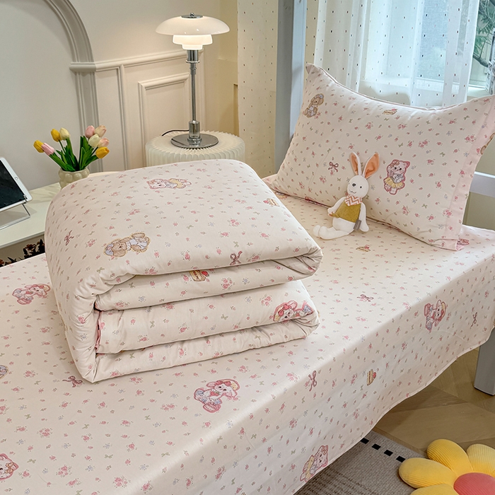 91家纺网 家纺一手货源 找家纺 （总）壹贝家纺 2025新款学生季喷气全棉跑量宿舍三件套（提供买家秀）