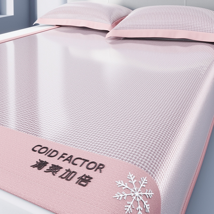 91家纺网 家纺一手货源 找家纺 （总）莱家富 2025新款A类凉感冰丝藤凉席-千鸟格