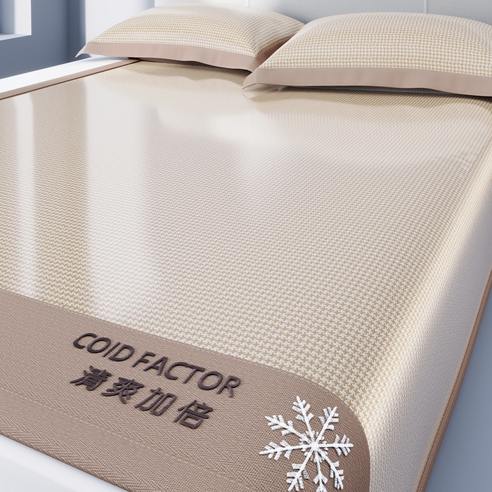 91家纺网 家纺一手货源 找家纺 （总）莱家富 2025新款A类凉感冰丝藤凉席-千鸟格