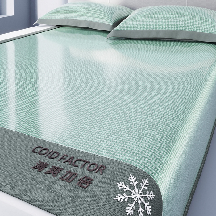 91家纺网 家纺一手货源 找家纺 （总）莱家富 2025新款A类凉感冰丝藤凉席-千鸟格