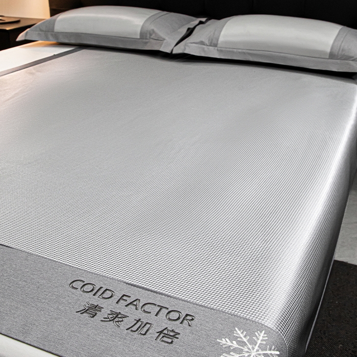 91家纺网 家纺一手货源 找家纺 莱家富 2025新款A类凉感冰丝藤凉席-千鸟格 高级灰