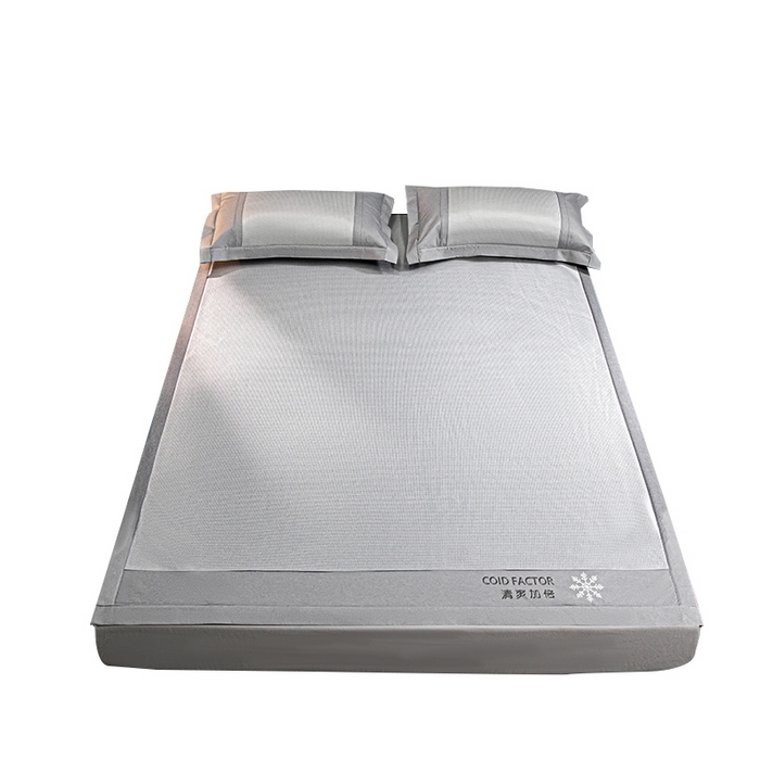 91家纺网 家纺一手货源 找家纺 莱家富 2025新款A类凉感冰丝藤凉席-千鸟格 高级灰