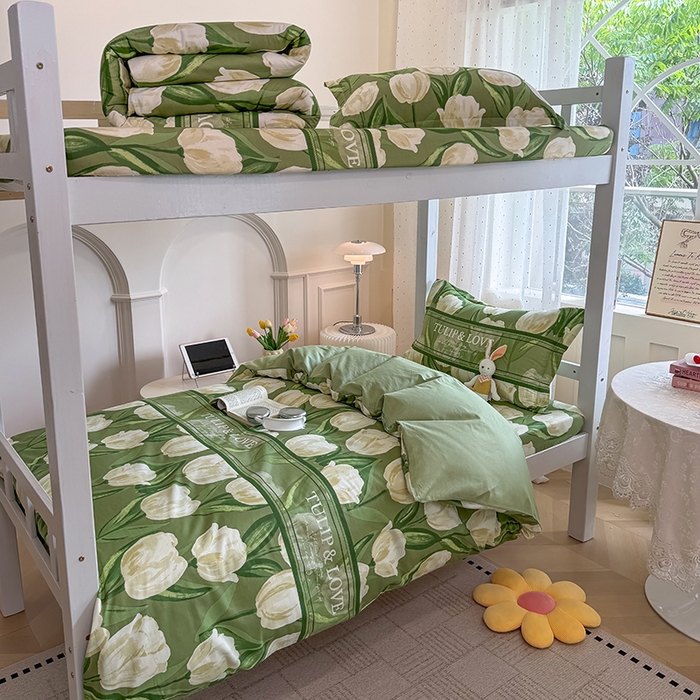 91家纺网 家纺一手货源 找家纺 壹贝家纺 2025新款学生季喷气全棉跑量宿舍三件套（提供买家秀） 铃兰物语