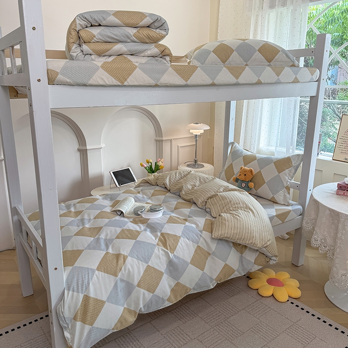 91家纺网 家纺一手货源 找家纺 壹贝家纺 2025新款学生季喷气全棉跑量宿舍三件套（提供买家秀） 瑞吉斯-黄