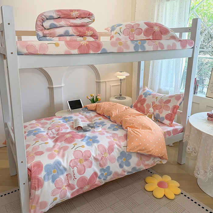 91家纺网 家纺一手货源 找家纺 壹贝家纺 2025新款学生季喷气全棉跑量宿舍三件套（提供买家秀） 夕颜花开