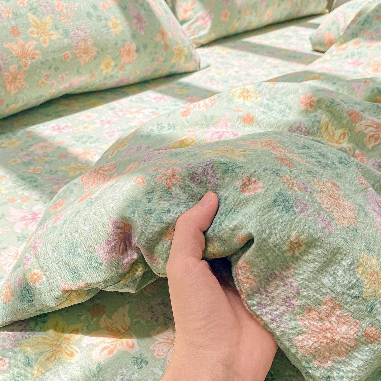 91家纺网 家纺一手货源 找家纺 （总）眠势力 2025新款云感双层纱被套三件套ins奶油风云感超柔被罩单件四季款