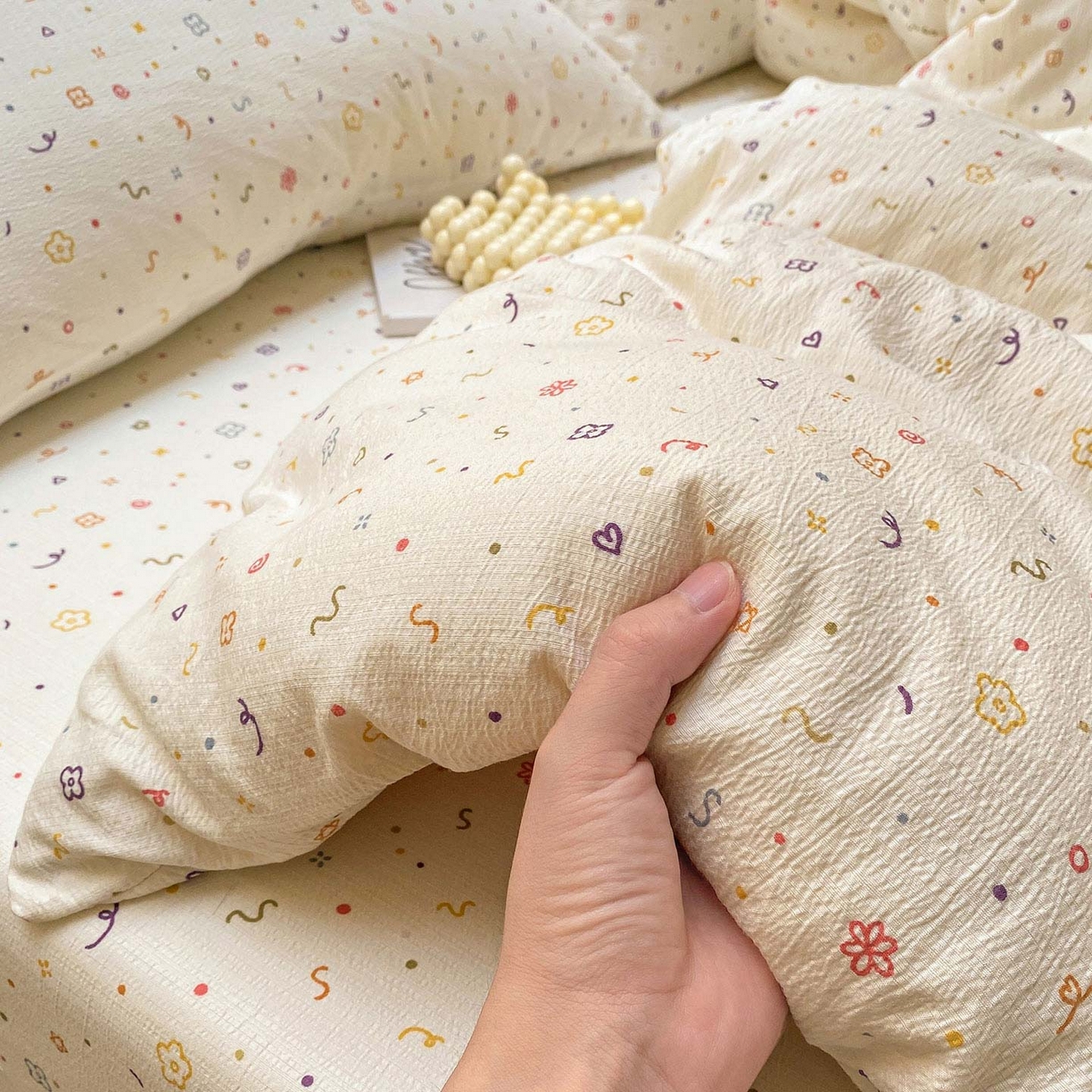 91家纺网 家纺一手货源 找家纺 眠势力 2025新款云感双层纱被套三件套ins奶油风云感超柔被罩单件四季款 小美好