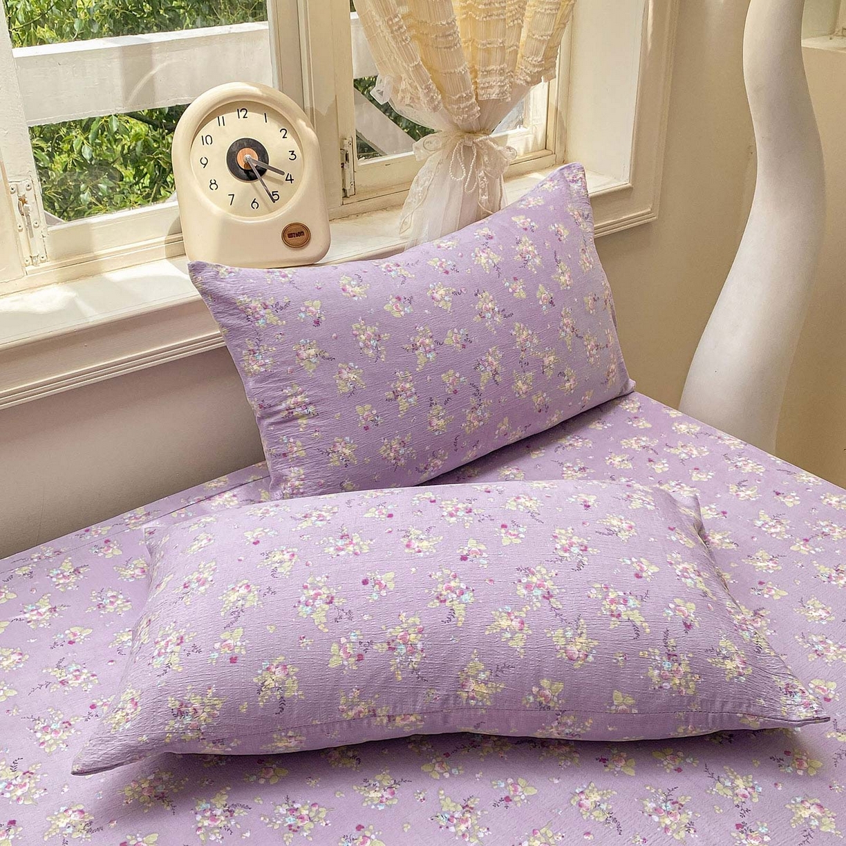 91家纺网 家纺一手货源 找家纺 眠势力 2025新款云感双层纱被套三件套ins奶油风云感超柔被罩单件四季款 紫色花海