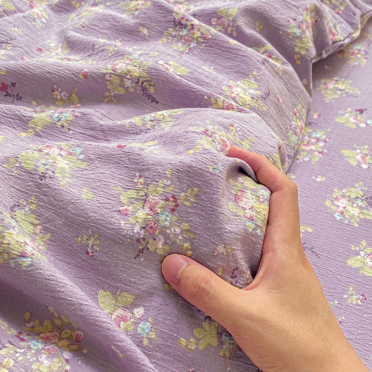 91家纺网 家纺一手货源 找家纺 眠势力 2025新款云感双层纱被套三件套ins奶油风云感超柔被罩单件四季款 紫色花海