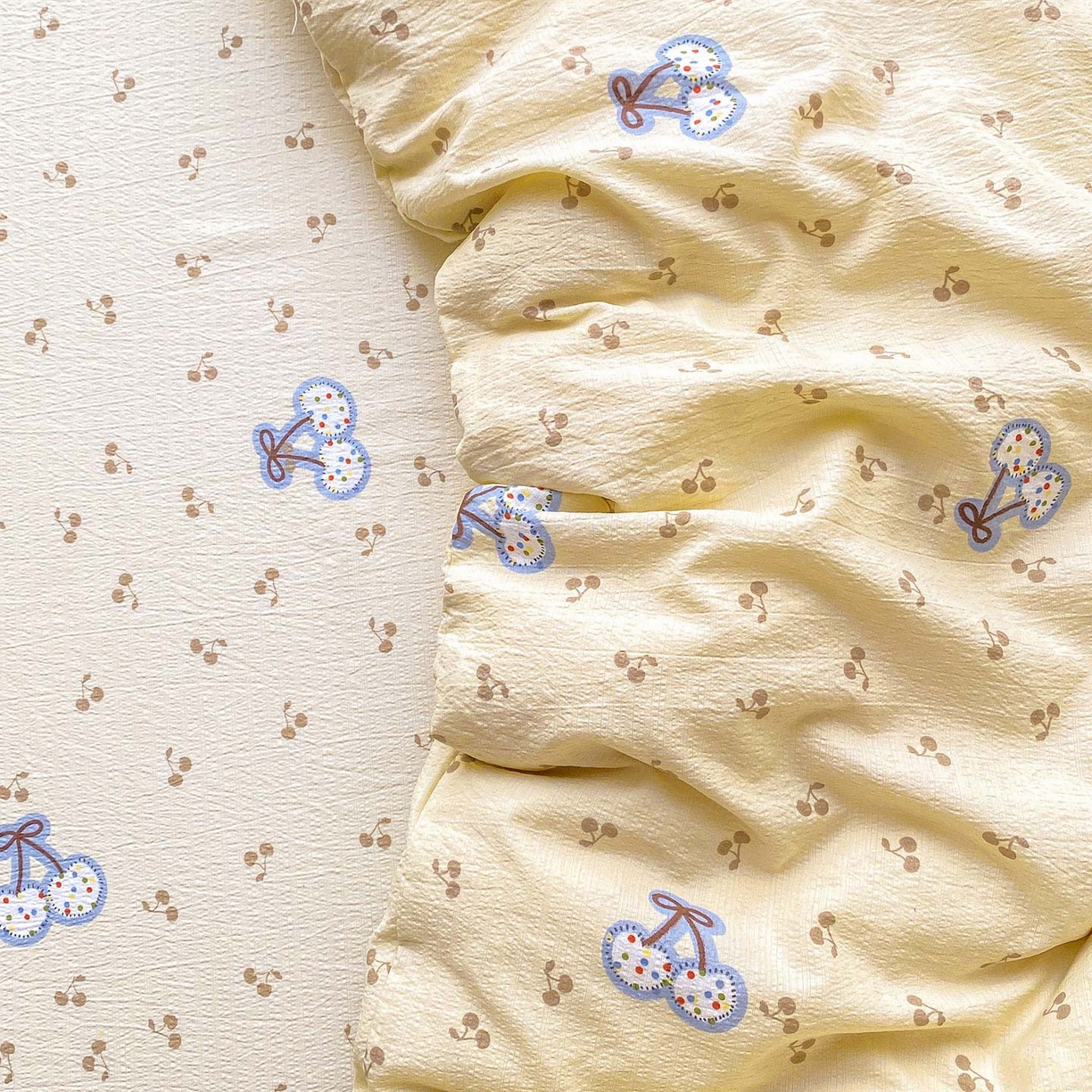 眠势力 2025新款云感双层纱被套三件套ins奶油风云感超柔被罩单件四季款 樱桃丸子