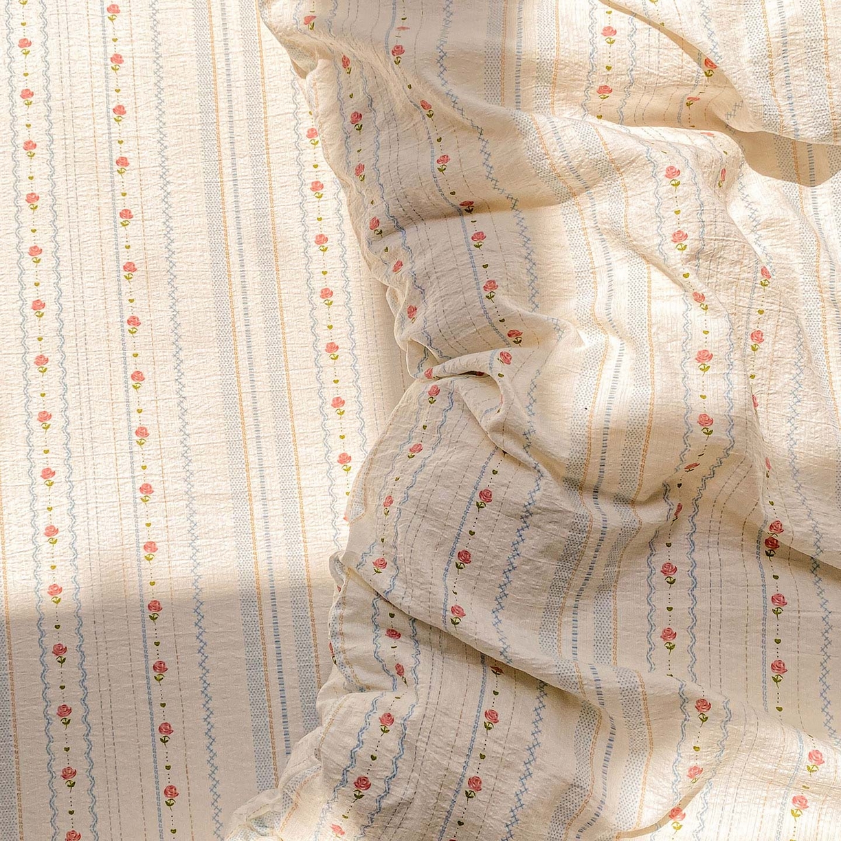 眠势力 2025新款云感双层纱被套三件套ins奶油风云感超柔被罩单件四季款 一路生花