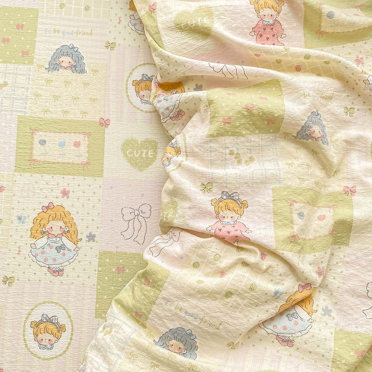 91家纺网 家纺一手货源 找家纺 眠势力 2025新款云感双层纱被套三件套ins奶油风云感超柔被罩单件四季款 小公举