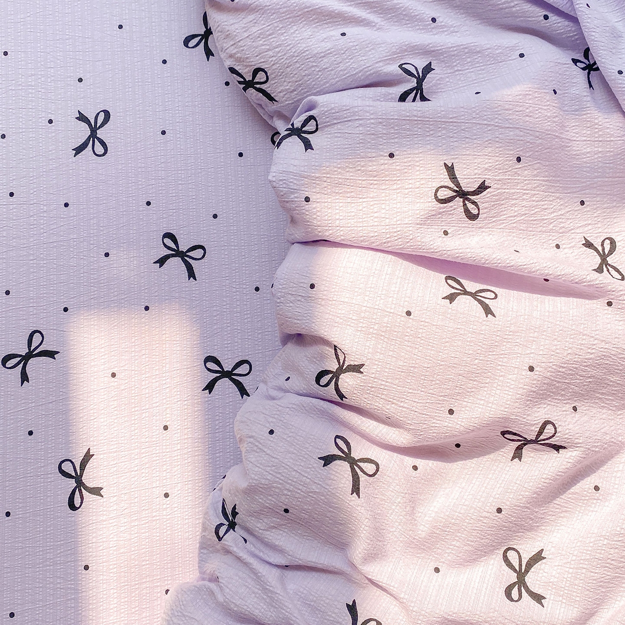 91家纺网 家纺一手货源 找家纺 眠势力 2025新款云感双层纱被套三件套ins奶油风云感超柔被罩单件四季款 紫韵蝴蝶结