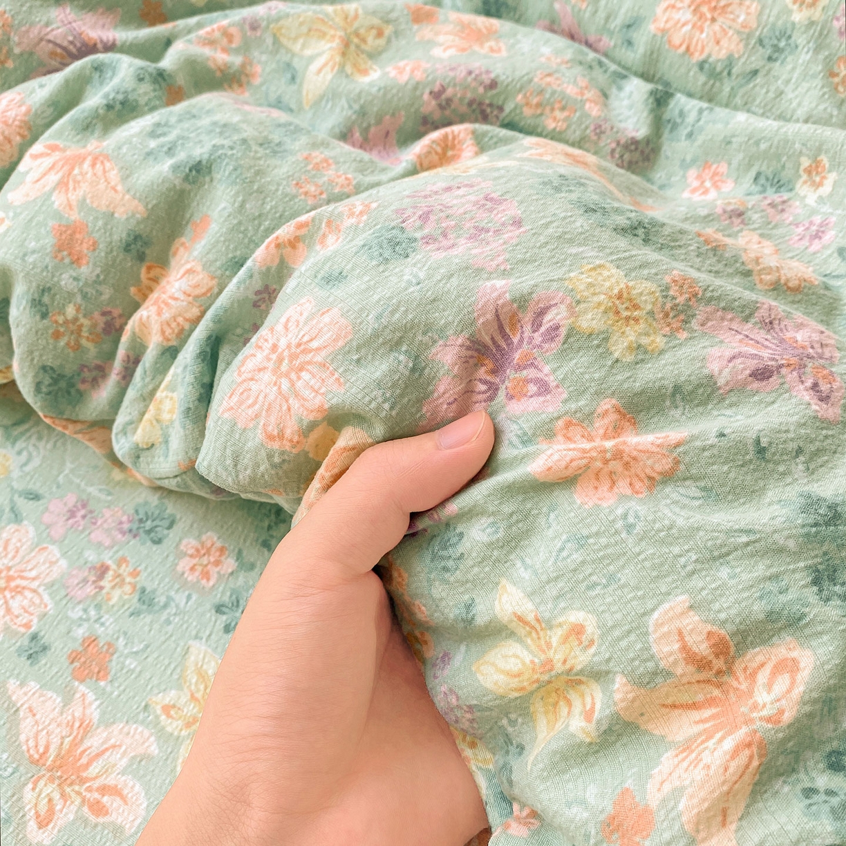 91家纺网 家纺一手货源 找家纺 （总）眠势力 2025新款云感双层纱被套三件套ins奶油风云感超柔被罩单件四季款