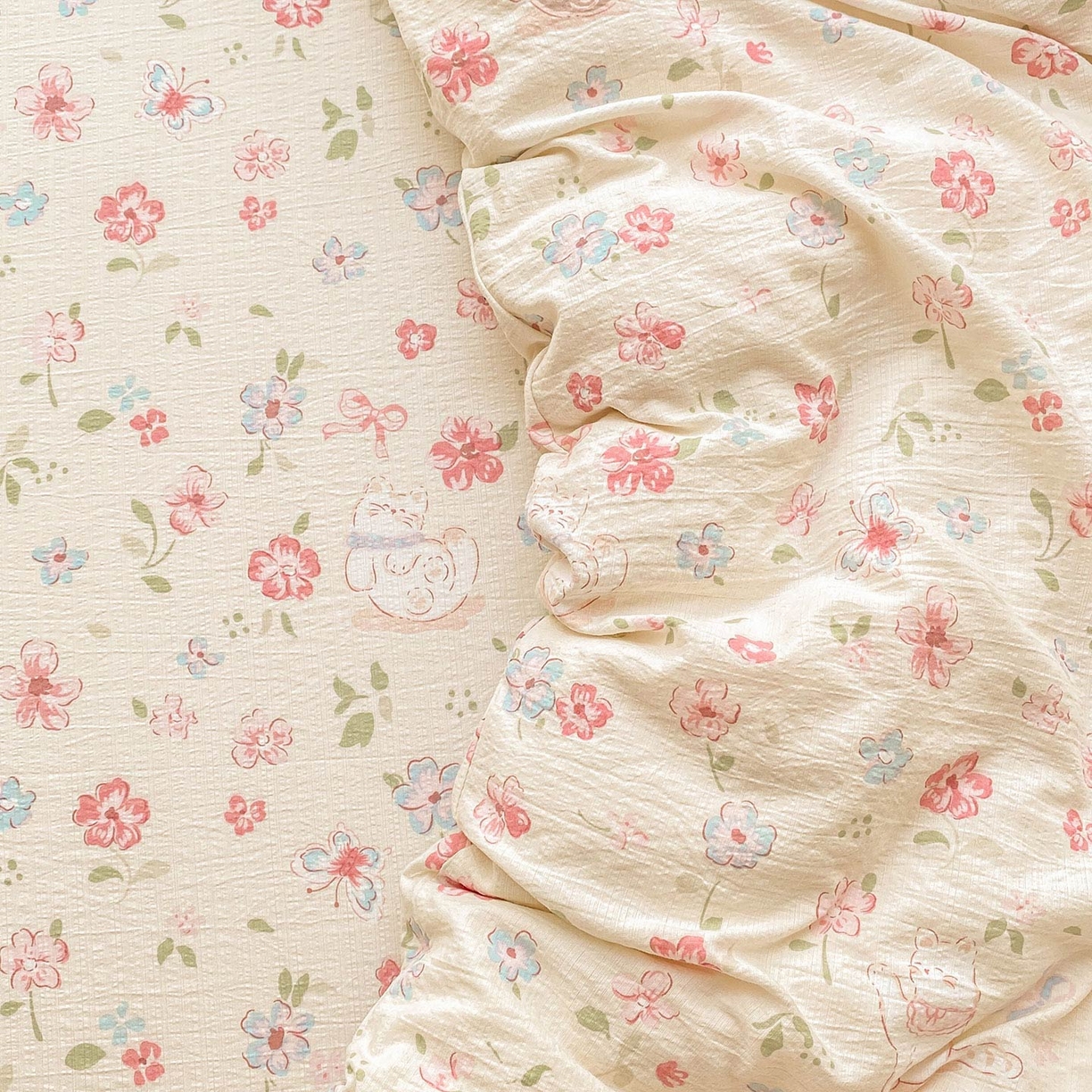 91家纺网 家纺一手货源 找家纺 （总）眠势力 2025新款云感双层纱被套三件套ins奶油风云感超柔被罩单件四季款