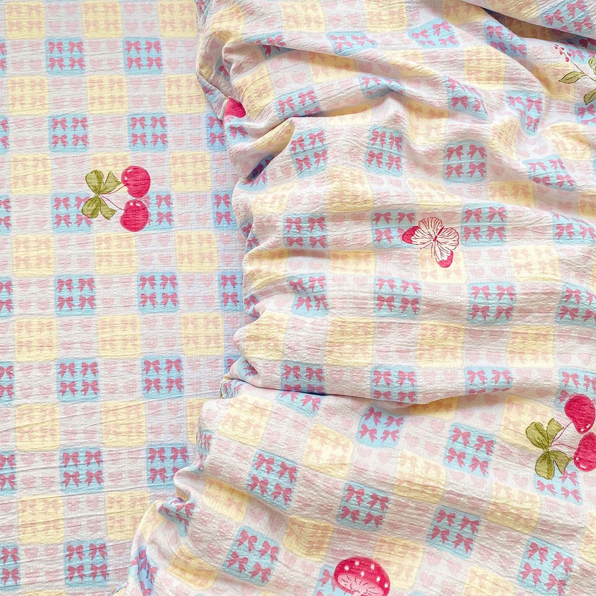 91家纺网 家纺一手货源 找家纺 （总）眠势力 2025新款云感双层纱被套三件套ins奶油风云感超柔被罩单件四季款