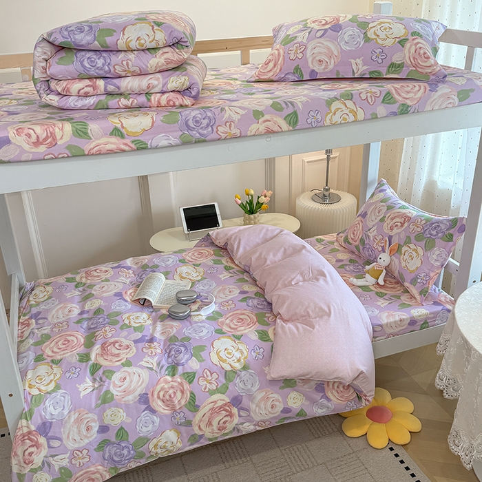 91家纺网 家纺一手货源 找家纺 壹贝家纺 2025新款学生季喷气全棉跑量宿舍三件套（提供买家秀） 国色天香