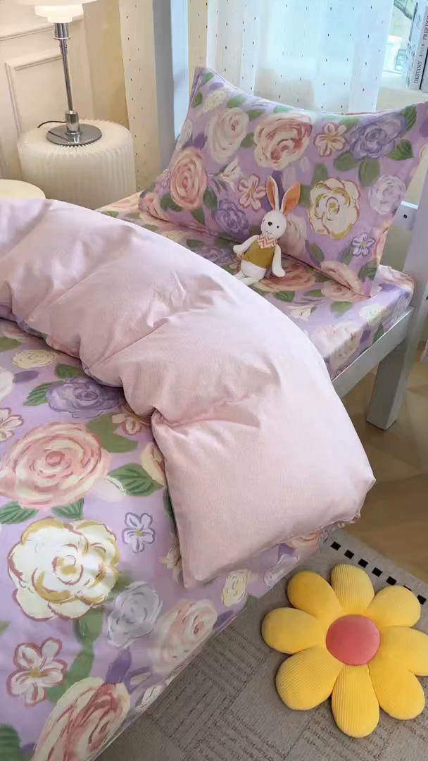 91家纺网 家纺一手货源 找家纺 壹贝家纺 2025新款学生季喷气全棉跑量宿舍三件套（提供买家秀） 国色天香