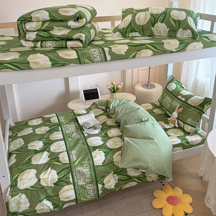 91家纺网 家纺一手货源 找家纺 壹贝家纺 2025新款学生季喷气全棉跑量宿舍三件套（提供买家秀） 铃兰物语